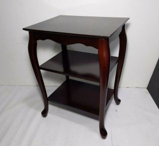 Vintage Bombay Company 3 - Tier Shelf Table Mahogany Wood Queen Anne Style
