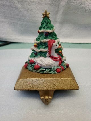 Vintage Goose Christmas Tree Cast Iron Base Christmas Stocking Hanger Holder