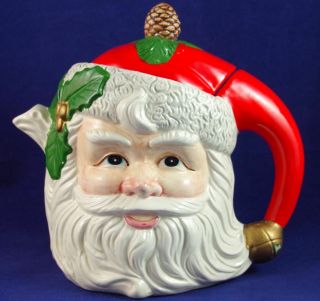 Htf Vtg 1993 Fitz & Floyd Omnibus Santa Claus Face 32 Oz.  Christmas Teapot