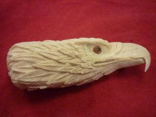 Vintage Inuit/eskimo Carving Eagle/hawk ? Antler Caribou