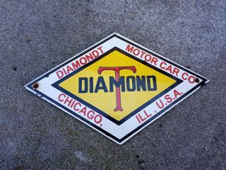 Vintage Antique Diamondt Motor Car Porcelain Sign