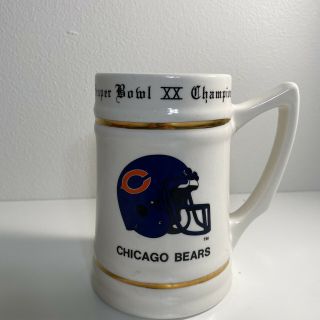 Vintage 1985 Chicago Bears Bowl Xx Champions Mug/stein Gold Stripes