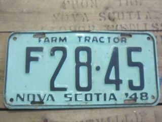 1948 Nova Scotia License Plate Farm Tractor