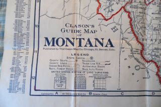 Vintage Clason’s Guide Map Of Montana - Two Sided