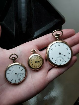 3 Antique Pocket Watches.  1.  Elgin,  Ambassador,  S.  W.  C.  Co.