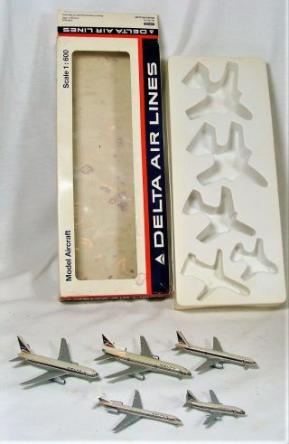 Schabak 915/21 Delta Air Lines 5 Model Aircraft Set Boeing Airplane 1:600 Scale