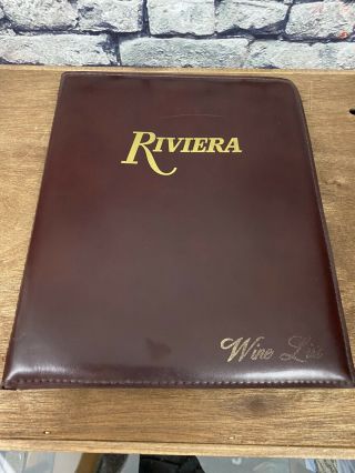Riviera Las Vegas Hotel Casino Vintage Wine List Brown Leather