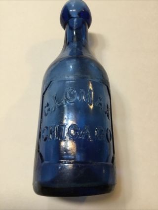 Antique Bottle Soda G.  Lomax Chicago Cobalt Pontiled Ip Il