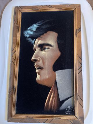Vintage Elvis Presley Velvet Painting 22 H X 13 W With 1 Inch Frame