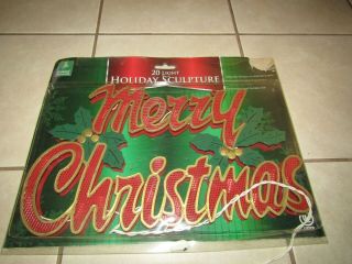 Vintage " Merry Christmas " Double Sided W/ Holly Light Up - Package