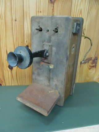 Antique Hand Crank Wood Wall Telephone Julius Andrae & Sons (parts Only)