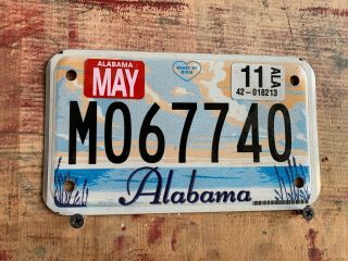 Vintage Vehicle License Plate May 2011 Alabama Motorcycle Mo 677 40 Dixie
