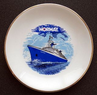 Vintage Ss Norway / France Ship Norwegian Cruise Line Plate Royal Falcon Ware