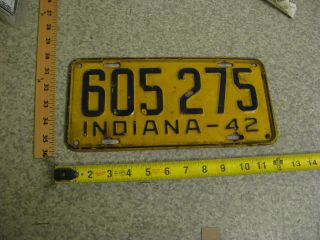 1942 42 Indiana In License Plate Tag 605 275