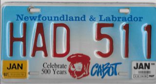 1999 Newfoundland Canada Cabot 500 Years License Plate Had 511 Hard To Find