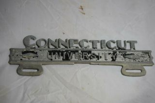 Vintage Cast Aluminum License Plate Topper: " Connecticut University "
