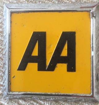 Aa Classic / Vintage Car Badge Yellow Enamel And Metal Car Badge