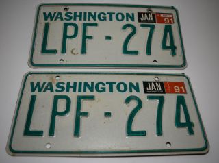 Washington State License Plates - 2 (pair,  Set)
