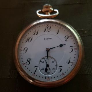 Antique Elgin 17 Jewel 16 Size Open Face Pocket Watch