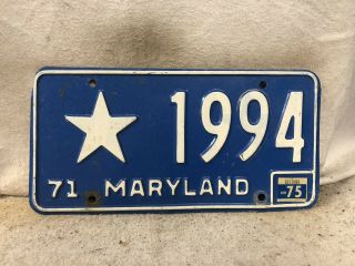 Vintage 1971 Maryland Govnt License Plate 1994