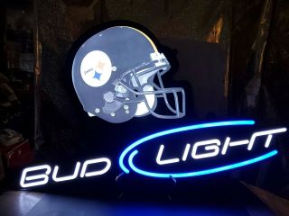 2009 Pittsburgh Steelers Bud - Light Helmet Beer Bar Neon Sign From Distributor