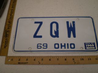 1969 69 Ohio Oh Vanity License Plate Zqw Z Q W Initials Abbreviation Name