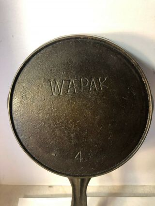 WAPAK CAST IRON SKILLET NO.  4 HEAT RING - ANTIQUE PAN 3