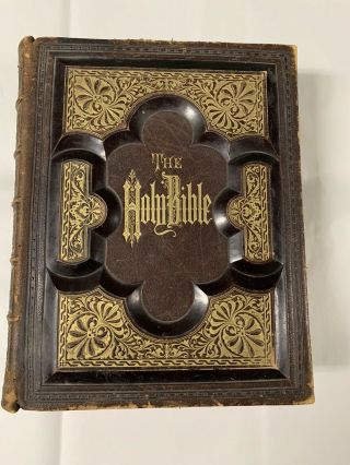 Antique Vintage 1883 Art Family Bible - Holman 