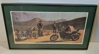 1980 Amf Harley - Davidson Martin Hoffman Framed 18 " X 9 1/2 Print Biker Camp