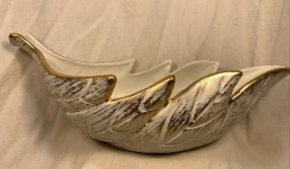 Vintage Royal Haeger Pottery 22kt Gold Tweed Leaf Centerpiece / Bowl 384 - S