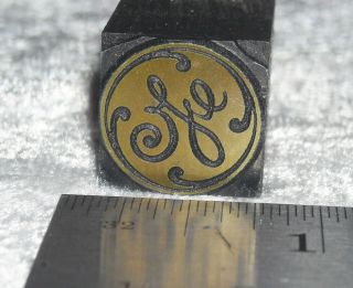 Vintage Ge General Electric Company Logo Letterpress Printers Block Metal Stamp