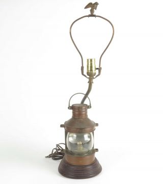 Vtg Maritime Masthead Table Lamp Tung Woo Nautical Copper Lantern