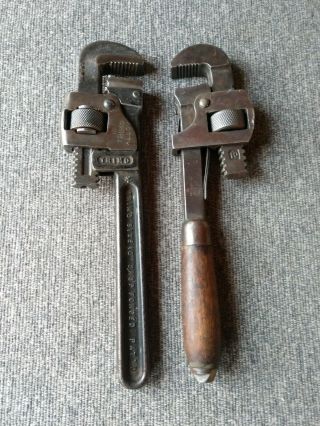 2 - Vintage 10 " Adjustable Pipe Wrenches (pexto & Trimo)