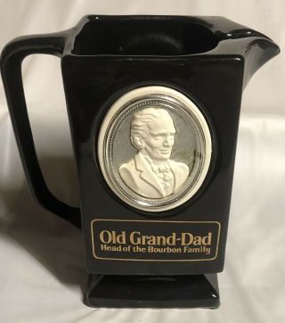 Vintage Pub Jug Water Pitcher Old Grand Dad Head Of The Bourbon Family