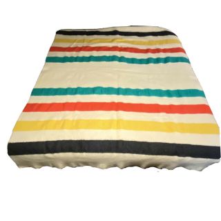 Golden Dawn 100 Wool Blanket Horizontal Stripes Pendleton Style Usa Made