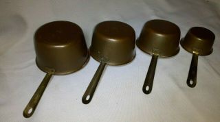Vintage Tagus Set Of 4 Copper & Brass Measuring Cups 2,  4,  8 Ounce Portugal