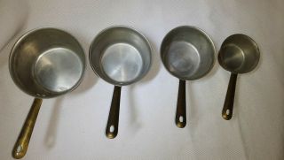 Vintage Tagus Set of 4 Copper & Brass Measuring Cups 2,  4,  8 Ounce Portugal 2