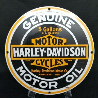 Ande Rooney Harley Davidson Motor Oil Porcelain Enamel Metal Advertising Sign