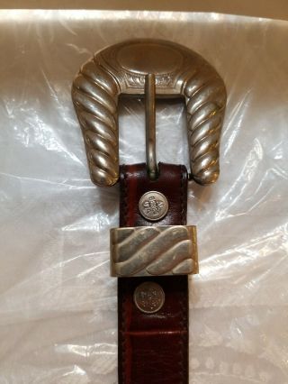Vintage Al Beres Western Belt - Leather - Size 38 German Silver Marked