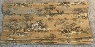 Toile Roman Shade,  Custom Made,  35.  5x53”,  Antique Gold/brown Hunt Pattern