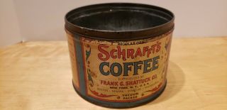Vintage Schrafft ' s Coffee Tin Can 1 Pound No Lid NY BOSTON 3