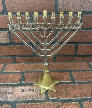 Vintage Brass Hanukkah Menorah Jewish Judaica Chanukah Candle Holder