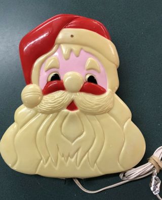 Vintage Union Products Light Up Santa Face,  Christmas Blow Mold 10” Tall
