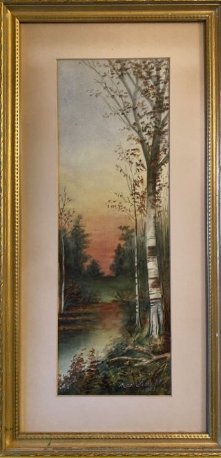 1913 Antique Watercolor Landscape Artist Signed