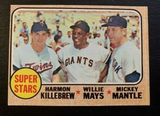 1968 Topps 490 Stars / Harmon Killebrew / Willie Mays / Mickey Mantle