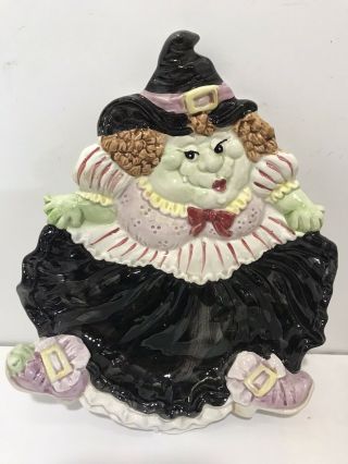 Vintage Fitz And Floyd 1992 Collectible Halloween Witch Plate Candy Dish Korea