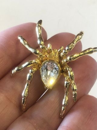 Vintage Crystal Body Spider Brooch