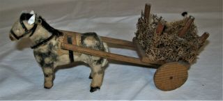 Antique German Wominiature Stick Leg Horse And Cart