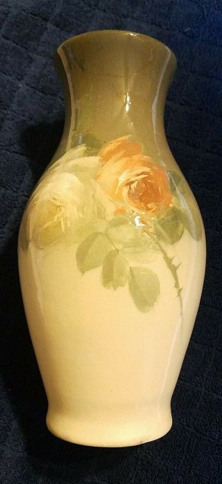 Antique Weller Eocean Etna Roses Artist Signed Pottery Vase