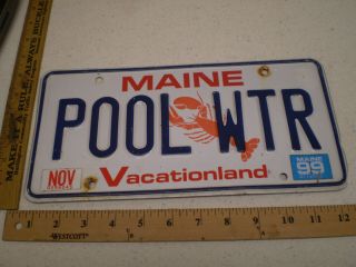 1999 99 Maine Me Vanity License Plate Pool Wtr Water Summer Beach Swim